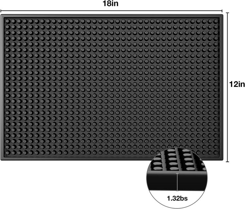 PEAKCLOUDS Bar Mat for Home Bar | Bar Drink Mat for Countertop and Table Top, Easy Clean(2 PCS 18x12 inch,Black) - Image 2